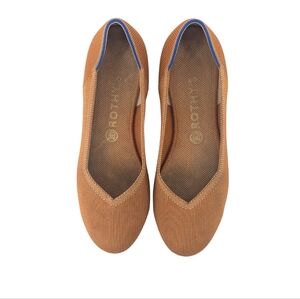 Rothys The Flat Ballet Shoes Tan Cognac Camel Carmel Fawn Round Toe Size 10